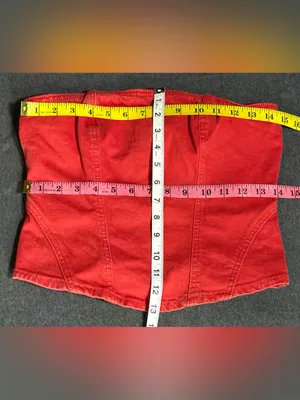 Universal Threads New Red Strapless Corset Denim Tube Top Size 4 thumbnail 3