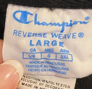 Champion Black White Sweatshirt Original L Athletic Hoodie Retro thumbnail 5