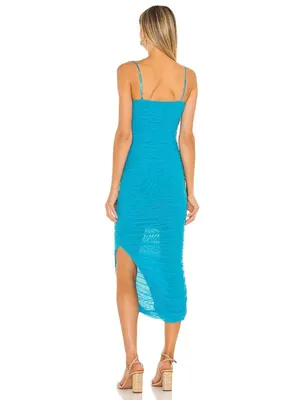 SNDYS Simone Midi Mesh Dress in Blue Xsmall New Womens Bodycon thumbnail 2