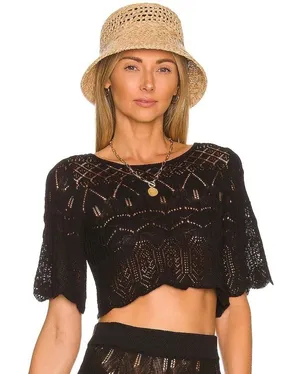 House of Harlow 1960 x REVOLVE Mardee Crop Top in Black Knit Crochet Size XS thumbnail 1