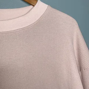 Blush Pink Long Sleeve Waffle Knit Crewneck Pullover Tunic XL thumbnail 6