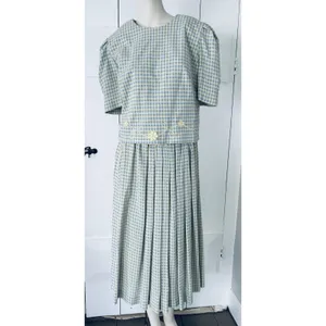 Vintage 90s Jessica Howard Gingham Dress Set Cottagecore Prairie 2pc Size 14 thumbnail 2