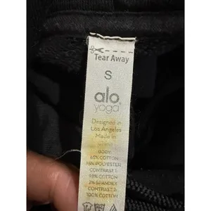 Aloha Island Alo Yoga Cropped Hoodie‎ Black Womens Size S Workout Sweatshirt Hooded 54D thumbnail 5