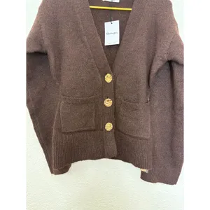 NWT Showpo Nerissa Cardigan Size 2 Brown Cinched Waist Puff Sleeve Wool Contour thumbnail 9