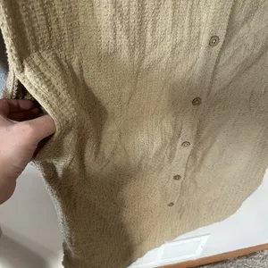 Free People Size Medium‎ Beige Button Up Tunic Shirt Midi Dress Textured Pockets thumbnail 3