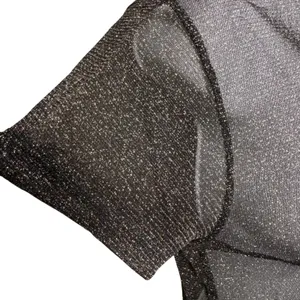 NWT COTTON ON Black Metallic Mesh Crop Top M Grunge Goth Festival‎ Punk Fetish thumbnail 3