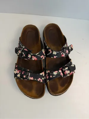 Papilllo Birkenstock Sandals Slides Floral Comfort Travel Resort Black Pink thumbnail 3