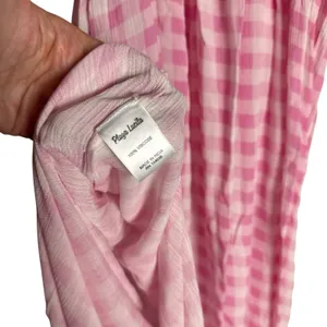 Playa Lucila Pink Check Gingham Empire Slit Maxi Slip Dress Picnic Preppy XS thumbnail 9