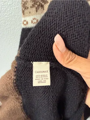 Carolina K XS Alpaca Merino Wool Fair Isle Babydoll Mini Dress Boho Cottagecore thumbnail 5