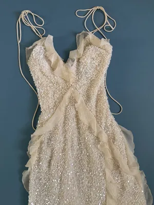 NWT‎ Bardot Marsella Ruffle Sequin Ivory Bridal Coquette Midi Dress thumbnail 6