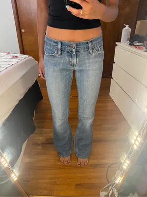 Y2K 2000s LOW RISE American Eagle Outfitters Women’s Light Blue Boot Cut Jeans thumbnail 6