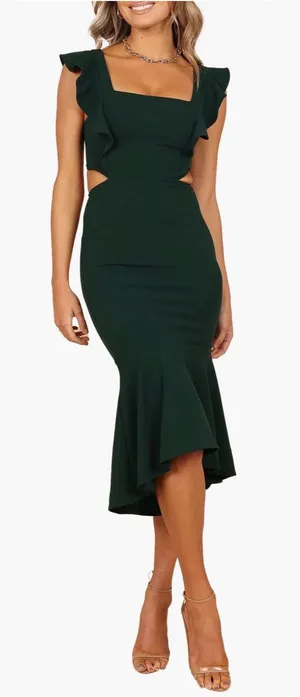 NEW Petal & Pup Yvonne Ruffle Trim Cutout High-Low Dress thumbnail 1