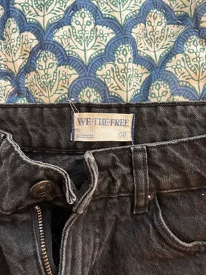 Free people black denim mini skirt thumbnail 3