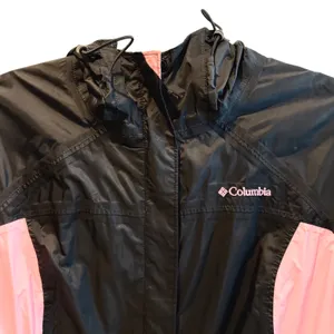 Columbia Rain Jacket Black Pink Breast Cancer Awareness Hooded Womens‎ Large thumbnail 2