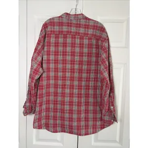 Abercrombie Fitch Womens Medium Red Plaid‎ Cotton Button Down Oversized vintage thumbnail 4
