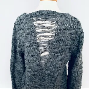 OC Gray Wool Knit Pullover Sweater Open Back Size L Size L thumbnail 1