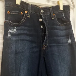 Levis‎ Ribcage Straight Ankle Jeans Dark Wash Distressed Button Fly W28 L27 90s thumbnail 8