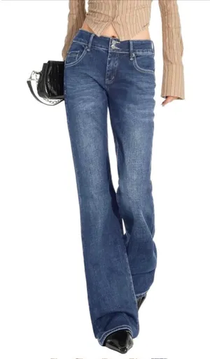 NEW Mid Rise Flare Jeans Stretchy Y2k Boyfriend Bootcut Baggy 31/31 thumbnail 1