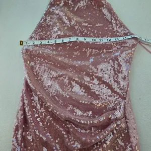 Superdown NWT Minkah Pink Sequin Halter Open Back Mini Dress Size S thumbnail 9