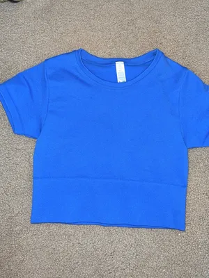 Aerie Women's Royal Blue Ribbed Crop Tee thumbnail 3