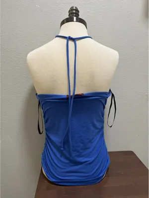 Y2K Rare Vintage Baby Phat Blue Tie Neck Halter Top Sz M thumbnail 3