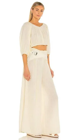 NWT Free People Lou Lou Set in Solitary Star Gauze Top Wide Leg Pants S $168 thumbnail 1