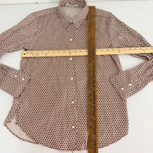 Abercrombie & Fitch Button Up Shirt Womens Small Geometric Satin Brown Office thumbnail 8