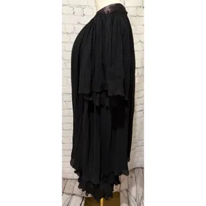 Vintage Black Pleated Dress Short Sleeves and Contrasting Layered Satin 11/12 thumbnail 3