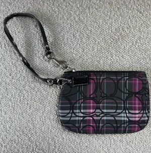 Coach Black & Pink Plaid Wristlet thumbnail 1