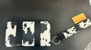 Allover Cow Print Wallet Clutch With Strap thumbnail 2
