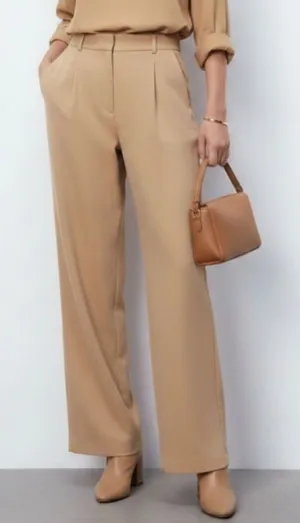 Zara Tan High Waist Trouser Pants NEW L thumbnail 1