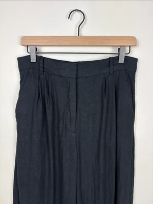 Abercrombie Linen Wide Leg Trousers Pants Black Women’s Size 30 10 Pleated thumbnail 3