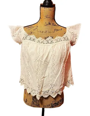 Womens Jun & Ivy Lace Crop Top Size S thumbnail 1