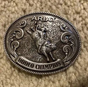 Rodeo Champion Silver Antique Vintage Belt Buckle thumbnail 1