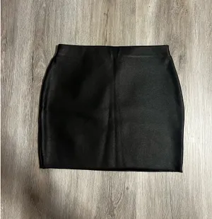ZARA Black Mini Skirt Leather Faux thumbnail 2