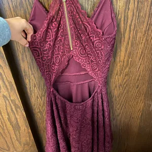 Burgundy floral dress with sparkles thumbnail 5