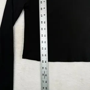 Reformation Black Ribbed Mock Neck Cropped Long Sleeve Top Small Made in USA thumbnail 4