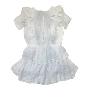 NWT LoveShackFancy Natasha Mini in Bedroom Blue Hand Dye Ruffle Viscose Dress L thumbnail 10
