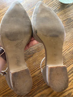 Kelly & Katie Taupe Pointed Ankle-Strap Flats thumbnail 3