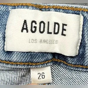 Agolde Size 26 A093D-3002 Nico High Rise Slim Button Fly Frayed Bottoms Jeans thumbnail 3
