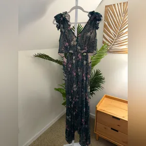 Elliatt kristen green floral‎ ruffle detail maxi cut out dress Small thumbnail 6