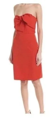 Sam Edelman Red Strapless Bow Sheath Party Dress Sz 6 Dance Homecoming Night Out thumbnail 1