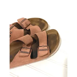 Birkenstock Arizona Suede Leather Sandals Pink Clay Two Strap Slides Womens 40 thumbnail 3