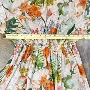 Zara Printed Floral Sheer Polyester Printed Tulle High-Waisted Dress Small thumbnail 7