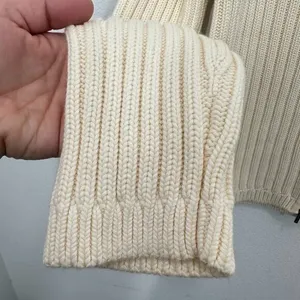 Talbots Cream Ribbed Mockneck Full‎ Zip Sweater Gilmore Girls Fisherman thumbnail 4