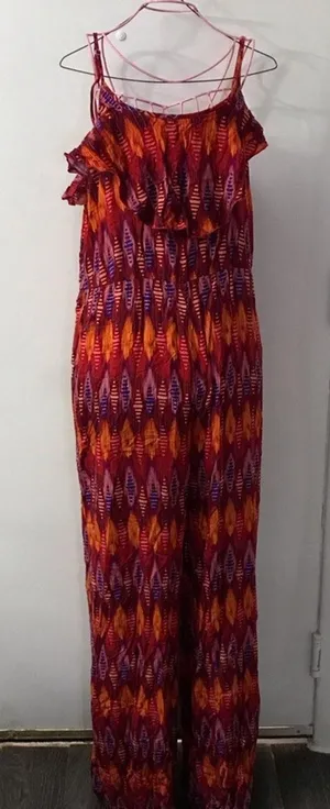 Hot Swag Multi-Color Keyhole Back Jumpsuit M Dopamine Boho Coconut Girl Prints thumbnail 1