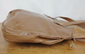 Vintage Italian Made Brown Leather Tote Style Embroidered Shoulder Bag thumbnail 3