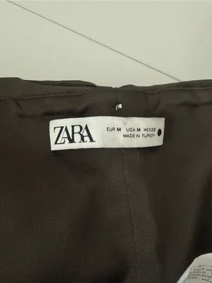 Zara Satin Effect Draped Halter Cropped Top in Dark Khaki Medium thumbnail 3