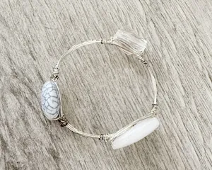 Wire Wrapped Bangle Bracelet Silver thumbnail 1