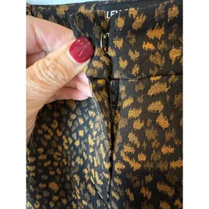 Allen Schwartz Pants Women 0 Black Brown Animal Print Split Hem Flare Trousers‎ thumbnail 7